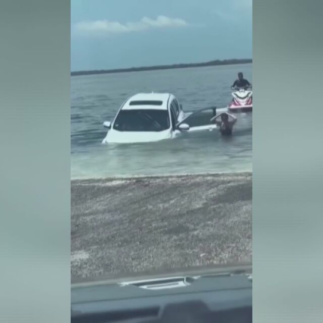"С включени чистачки": Жена потопи колата си в езеро, докато кара назад (ВИДЕО)