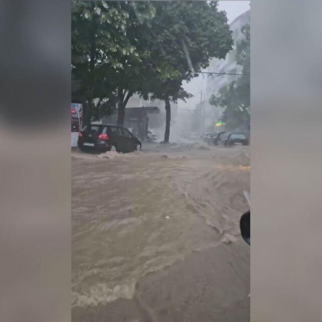  Бедствие в Плевен: Проливен дъжд, гръмотевици и градушка като лешник (ВИДЕО) 