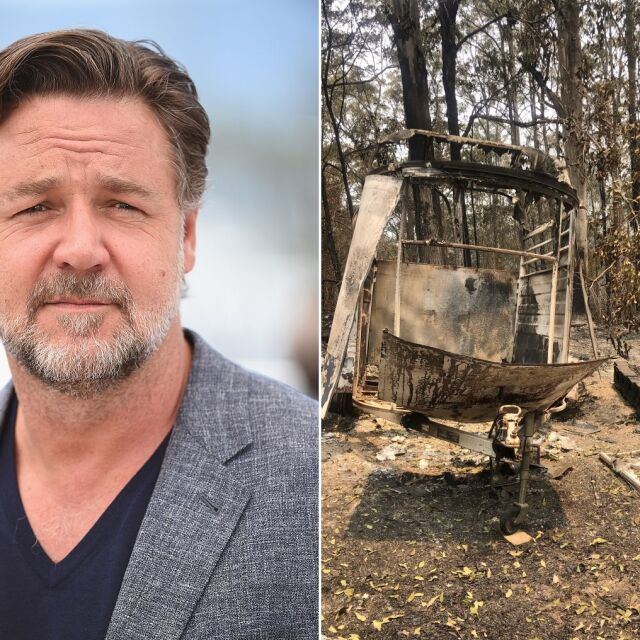 Част от фермата на Ръсел Кроу в Австралия изгоря