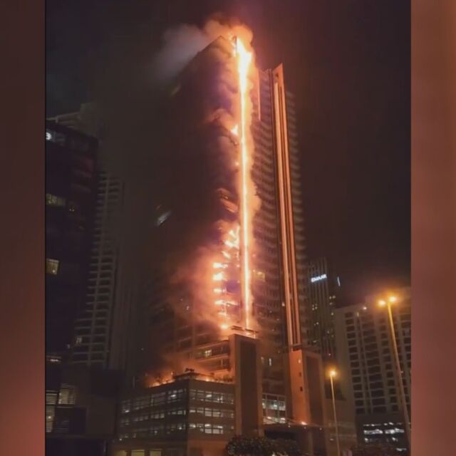 Горя 35-етажна сграда в Дубай (ВИДЕО)