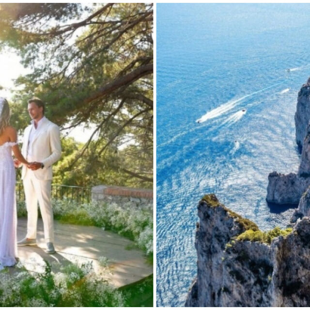 Габриела дьо Живанши се омъжи с рокля на семейната марка на скалите в Капри (СНИМКИ)