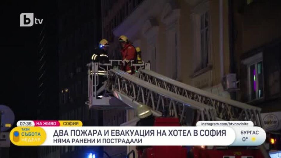 Два пожара и евакуация на хотел в София