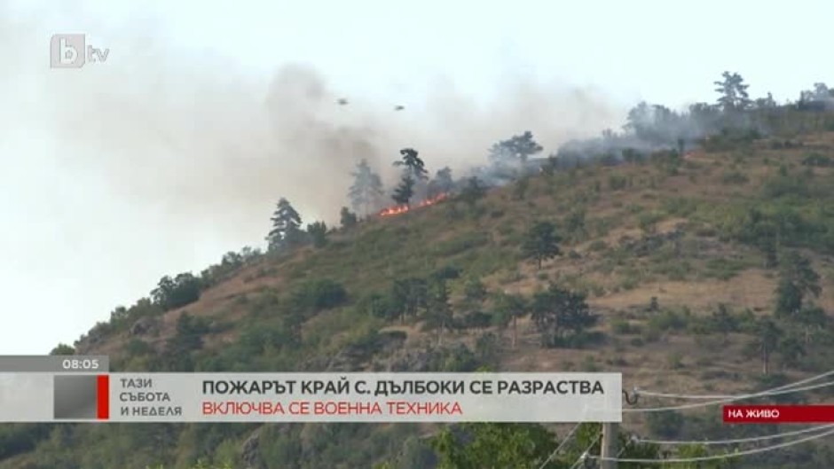 Пожарът край село Дълбоки се разраства