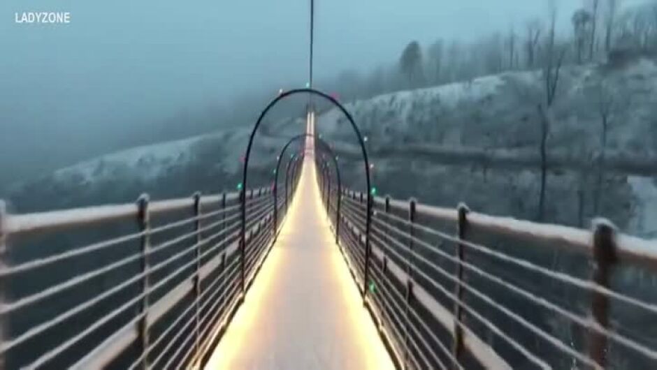 Най-дългият пешеходен мост в Северна Америка е покрит с коледна украса (ВИДЕО)