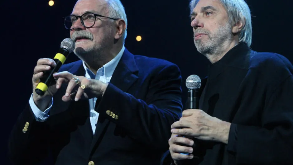 Никита Михалков и Едуард Артемиев с наградата „Шостакович“