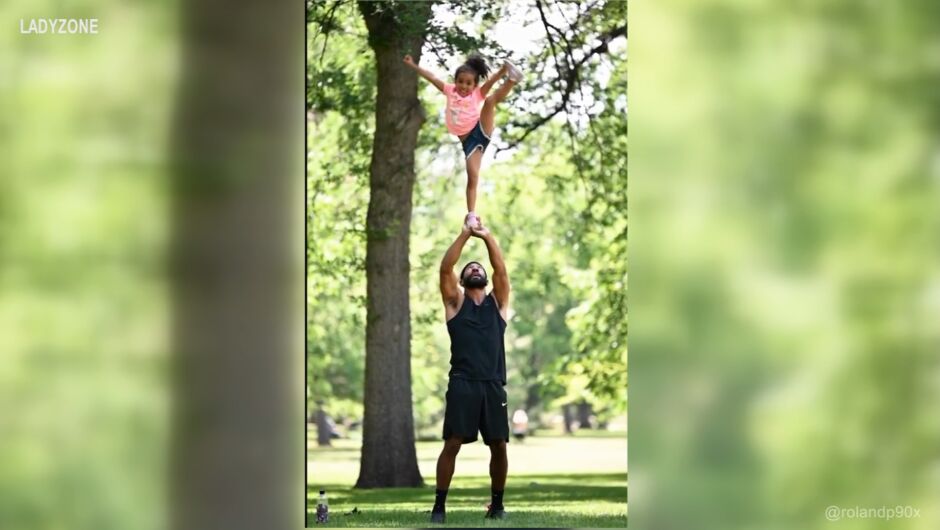 Баща подхвърля 4-годишната си дъщеричка във въздуха. Колко превъртания можете да преброите? (ВИДЕО)