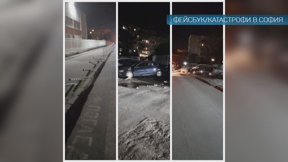 Пиян шофьор мина през колчета на тротоар и блъсна няколко коли в София
