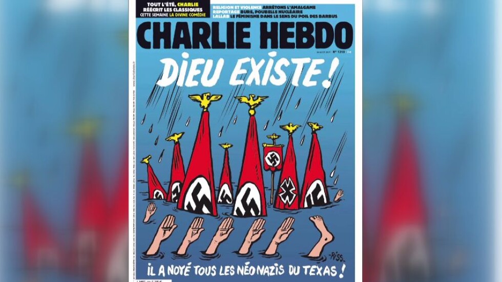 „Шарли ебдо” с провокация след „Харви”: Господ удави неонацистите от Тексас