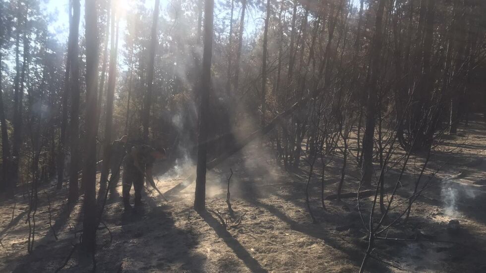 Военни обхождат периметъра на пожара в Хисарско 
