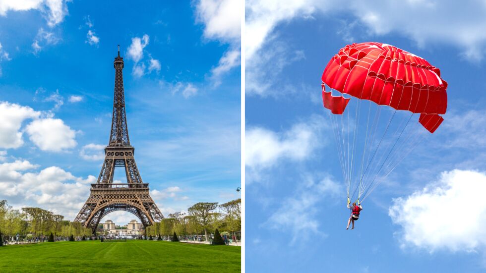 Мъж скочи с парашут от Айфеловата кула 