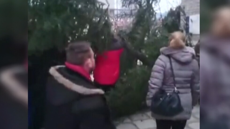 Арестуваха петима души, опитали да сложат елха в центъра на Гърмен (ВИДЕО)
