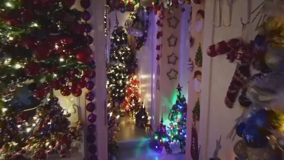 Коледен рекорд: Семейство украси 444 елхи у дома си