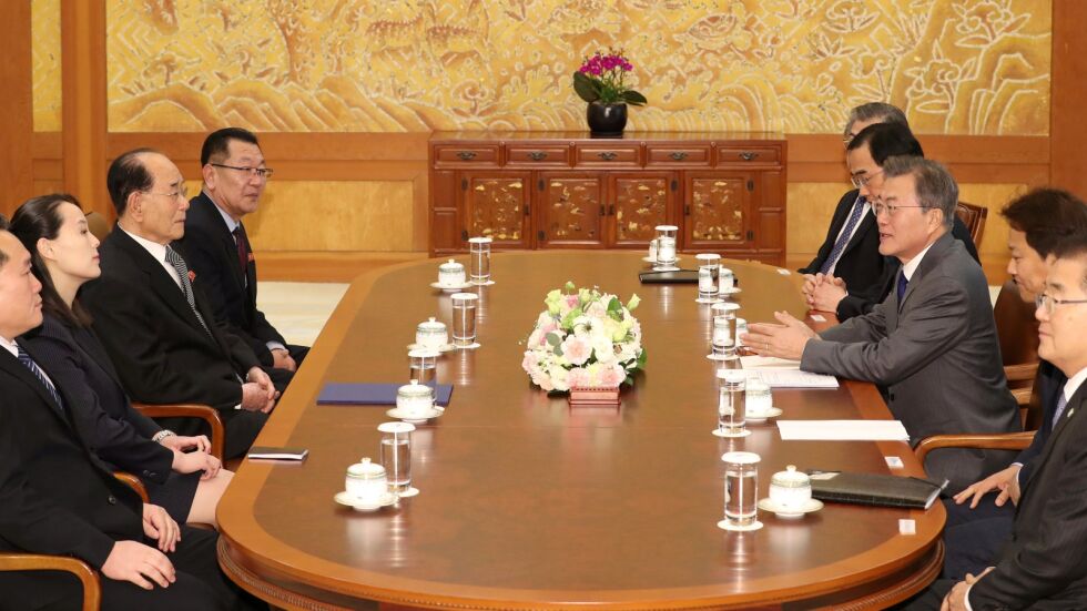 Сестрата на Ким Чен-ун се срещна с южнокорейския президент и го похани в Пхенян