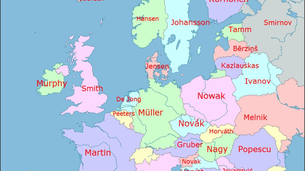Най-популярните фамилии във всяка страна от Европа