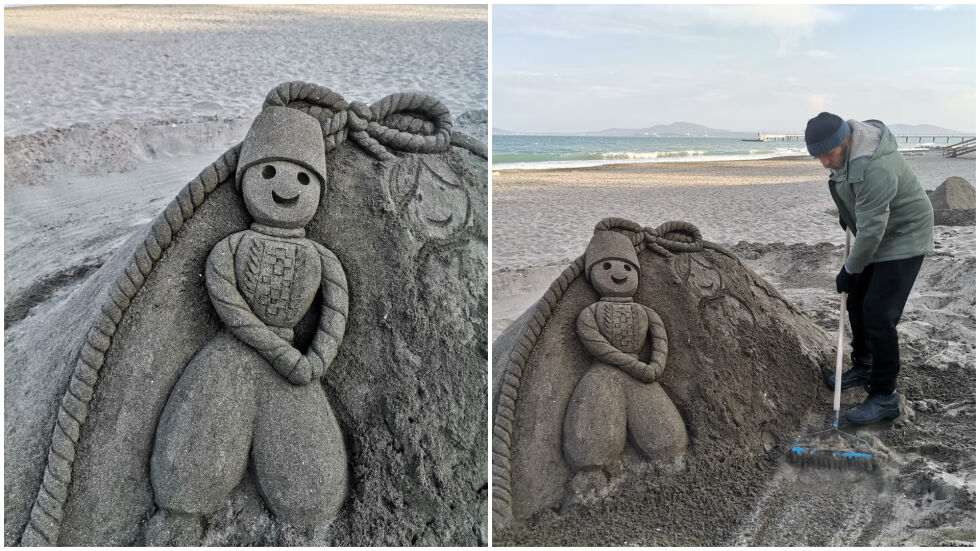 За здраве: Пижо и Пенда по 1 м от пясък се появиха на бургаския плаж за Баба Марта