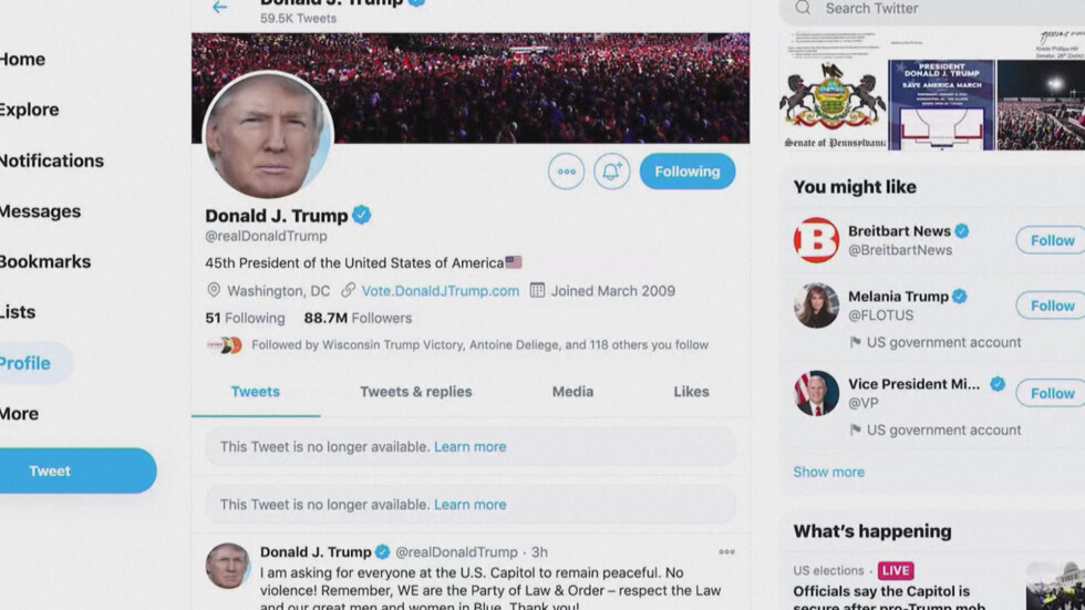 „Туитър“ и „Фейсбук“ блокираха временно профилите на Доналд Тръмп
