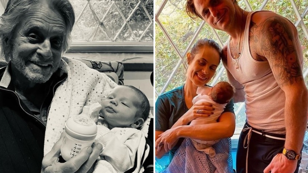 Майкъл Дъглас прегърна едномесечния си внук за пръв път (ВИДЕО)