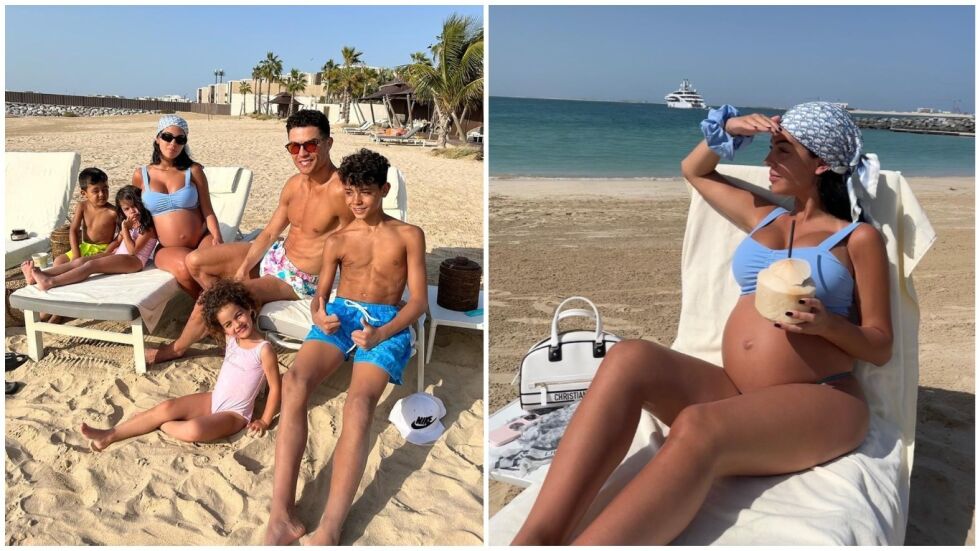 Приятелката на Роналдо показа големия си корем на плажа в Дубай