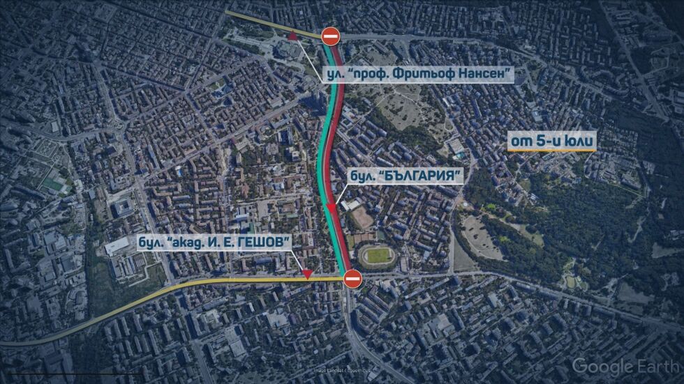 Ремонтът на бул. "България" закъснява: Затрудненията в трафика продължават (ОБЗОР)