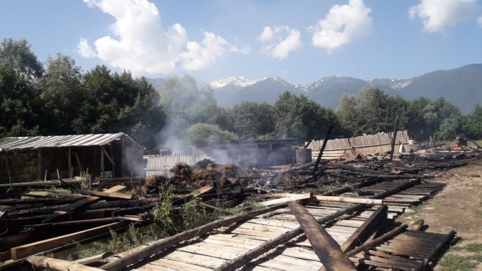 Ферма с животни край Разлог изгоря при пожар след мълния