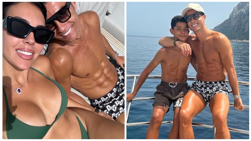 Скокове във водата и слънчев загар: Роналдо и семейството му си почиват на яхта